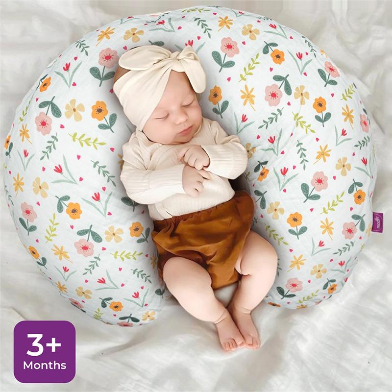 Moon - Portable Breast Feeding Pillow w/ Zippered Cover - Flowers