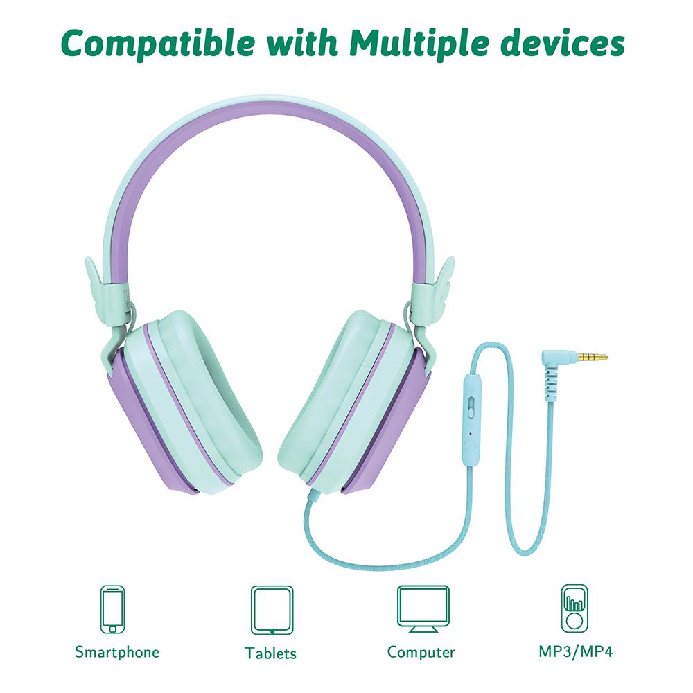 Riwbox Foldable Headphones Purple Green