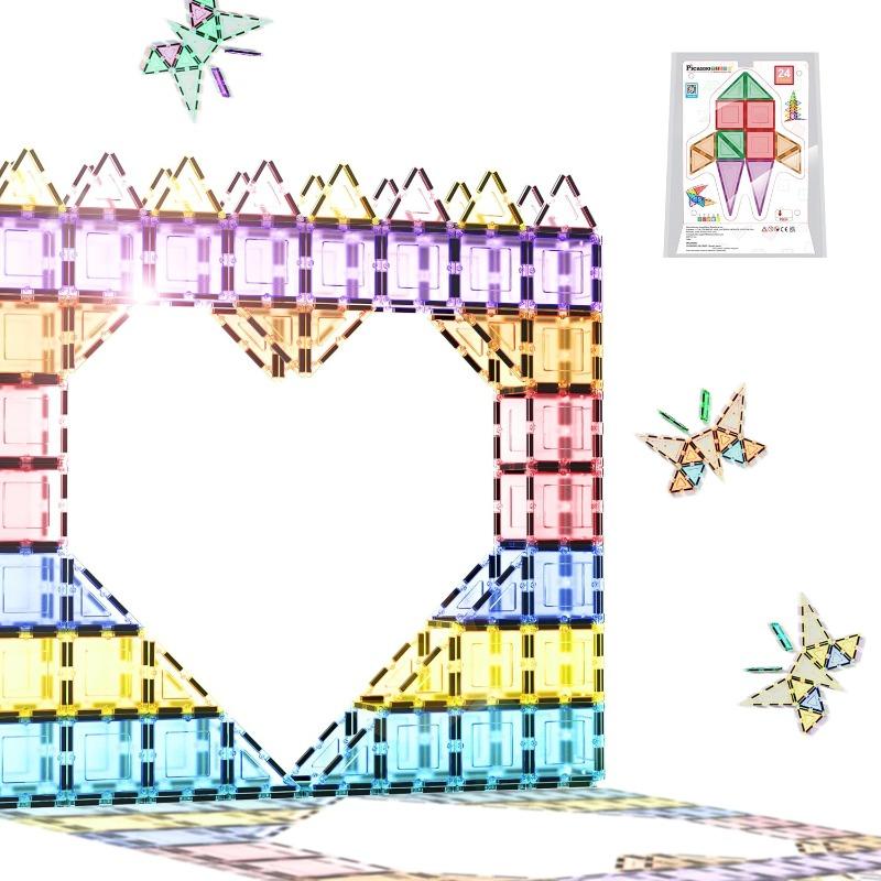 PicassoTiles 3D Classic Magnetic Building Tiles – 24 Pieces