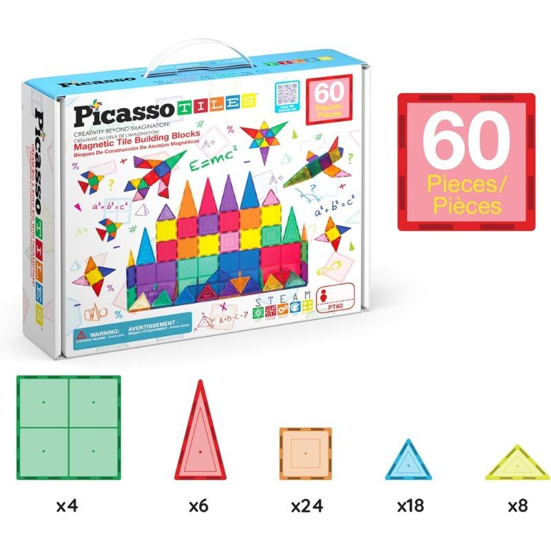 Picasso Magnetic Tiles Building Blocks Set – 60 Pieces