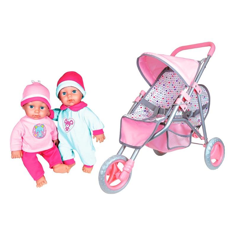 ليسي - دمى بيبي التوأم مع عربة الأطفال التوأم - 11 إنش