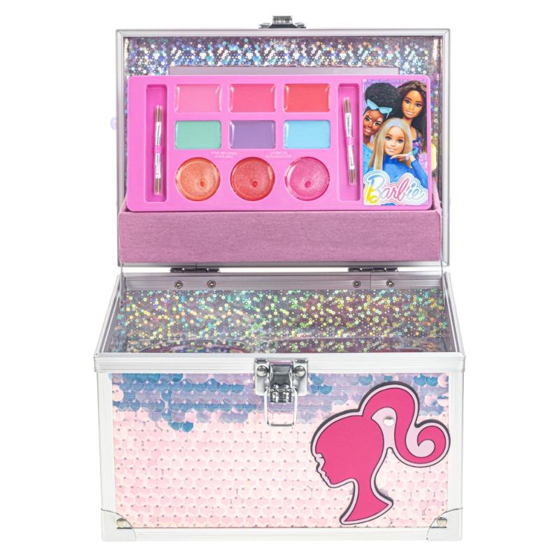 حقيبة مكياج باربي اللامعة للأطفال مع مستلزمات الشفاه والأظافر
