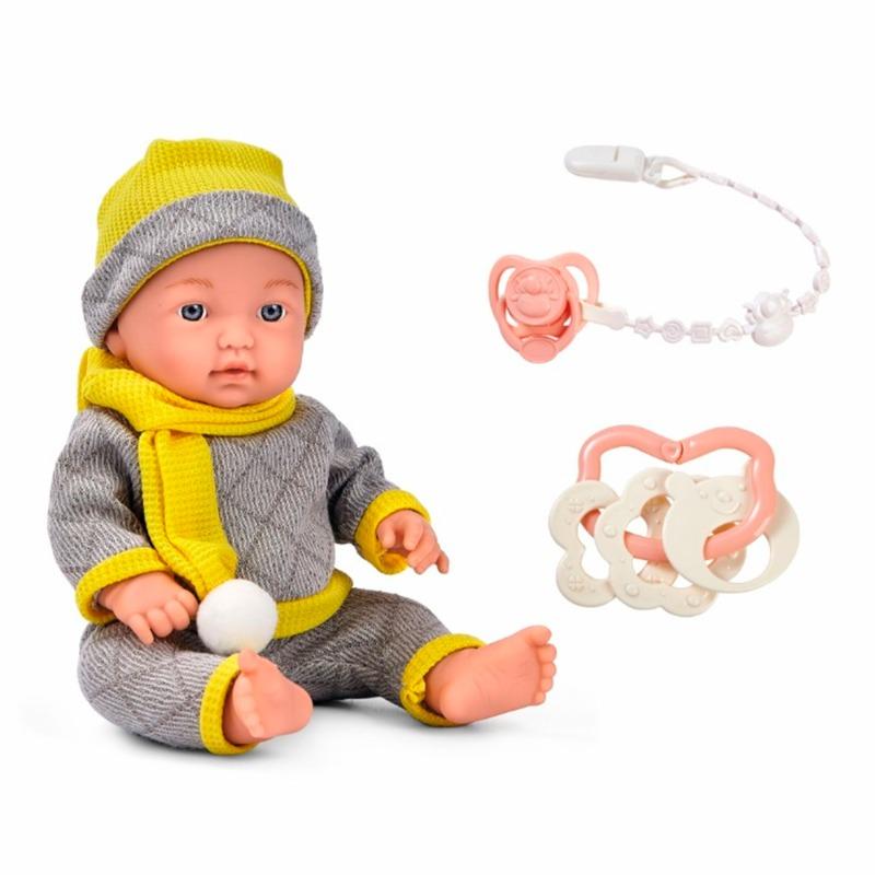 Wander Long Baby Doll In Gray and Yellow Outfit With Care Kit 12 inc