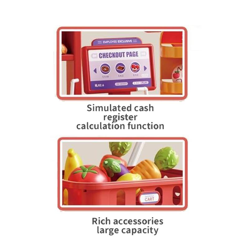 مجموعة لعبة عربة التسوق التظاهرية للاطفال
