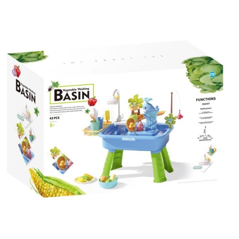 Battery Operated Vegetable Washing Playset with Washbasin