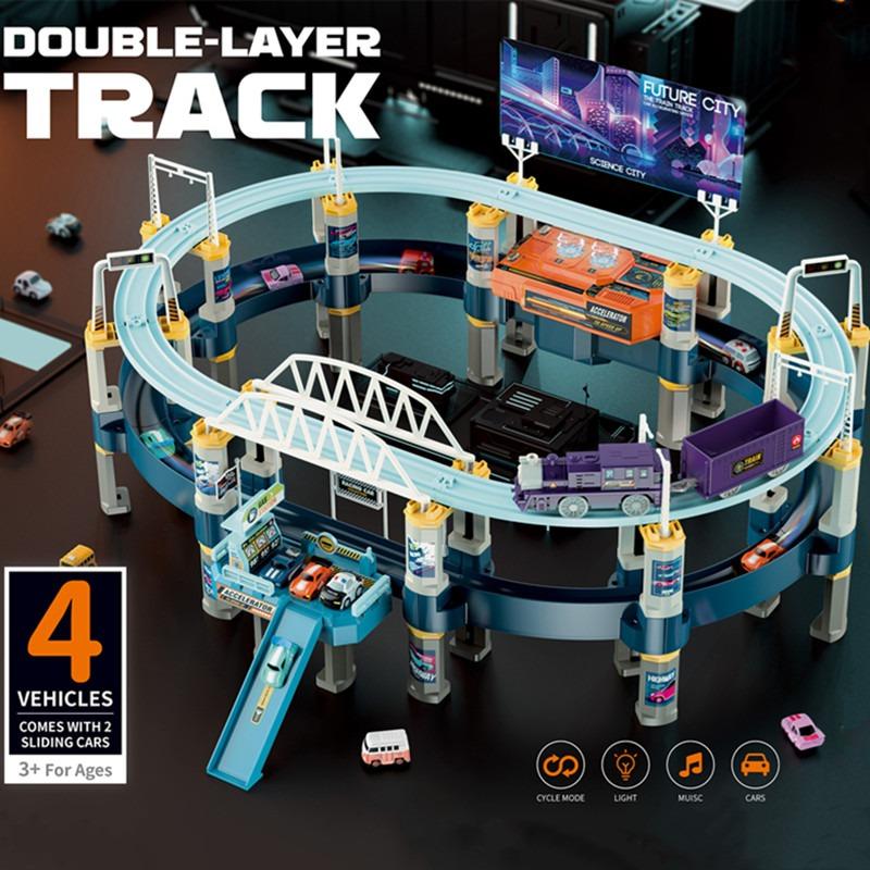 Tuosiqi Double Layer Track 2 Cars And 1 Train