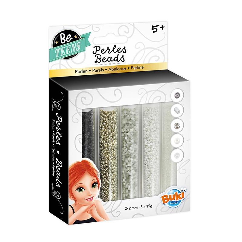 Buki Bead Tubes - Silver/White