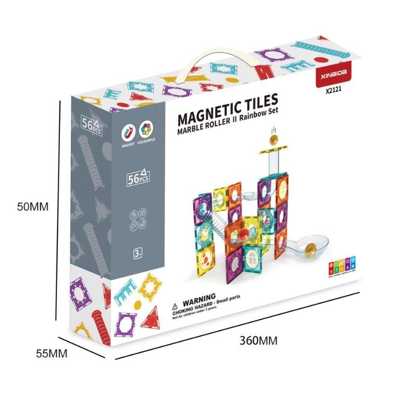 Magnetic Tiles Marble Roller II Rainbow Set - 56 Pcs