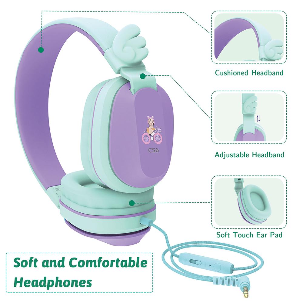 Riwbox Foldable Headphones Purple Green