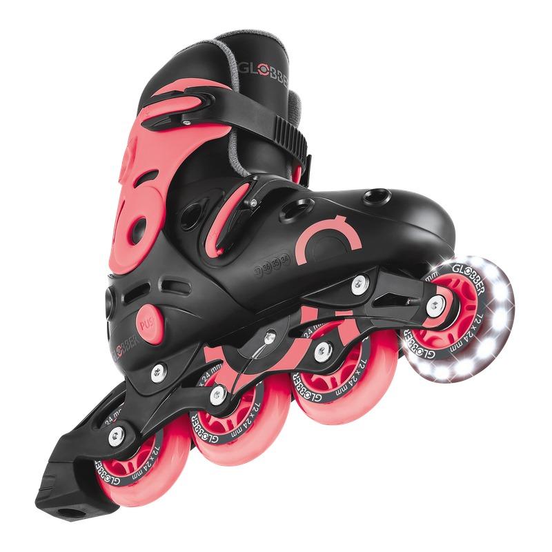 Globber Go Skates Adjustable Inline Skating Shoes for Kids – Coral Pink Size 34-37