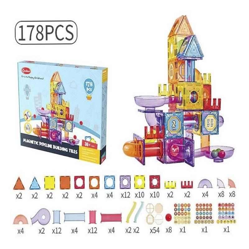 لعبة بلاط البناء المغناطيسي - 178 قطعة