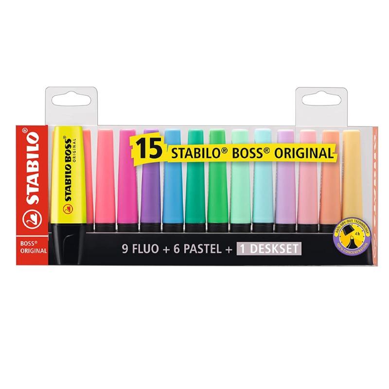 Stabilo Boss Original Highlighter Pastel And Neon - 15 Colors