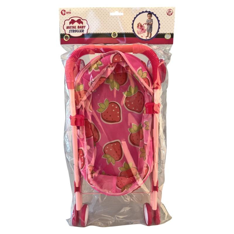 VDora Baby Doll Strawberry Metal Stroller - Pink