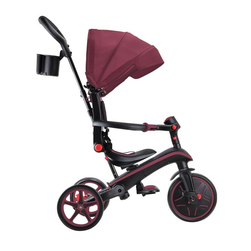Globber Foldable Explorer Trike 4-in-1 Adjustable Kids Tricycle Burgundy