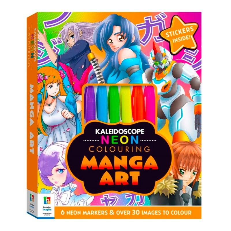 Hinkler Kaleidoscope Neon Coloring Kit Manga Art