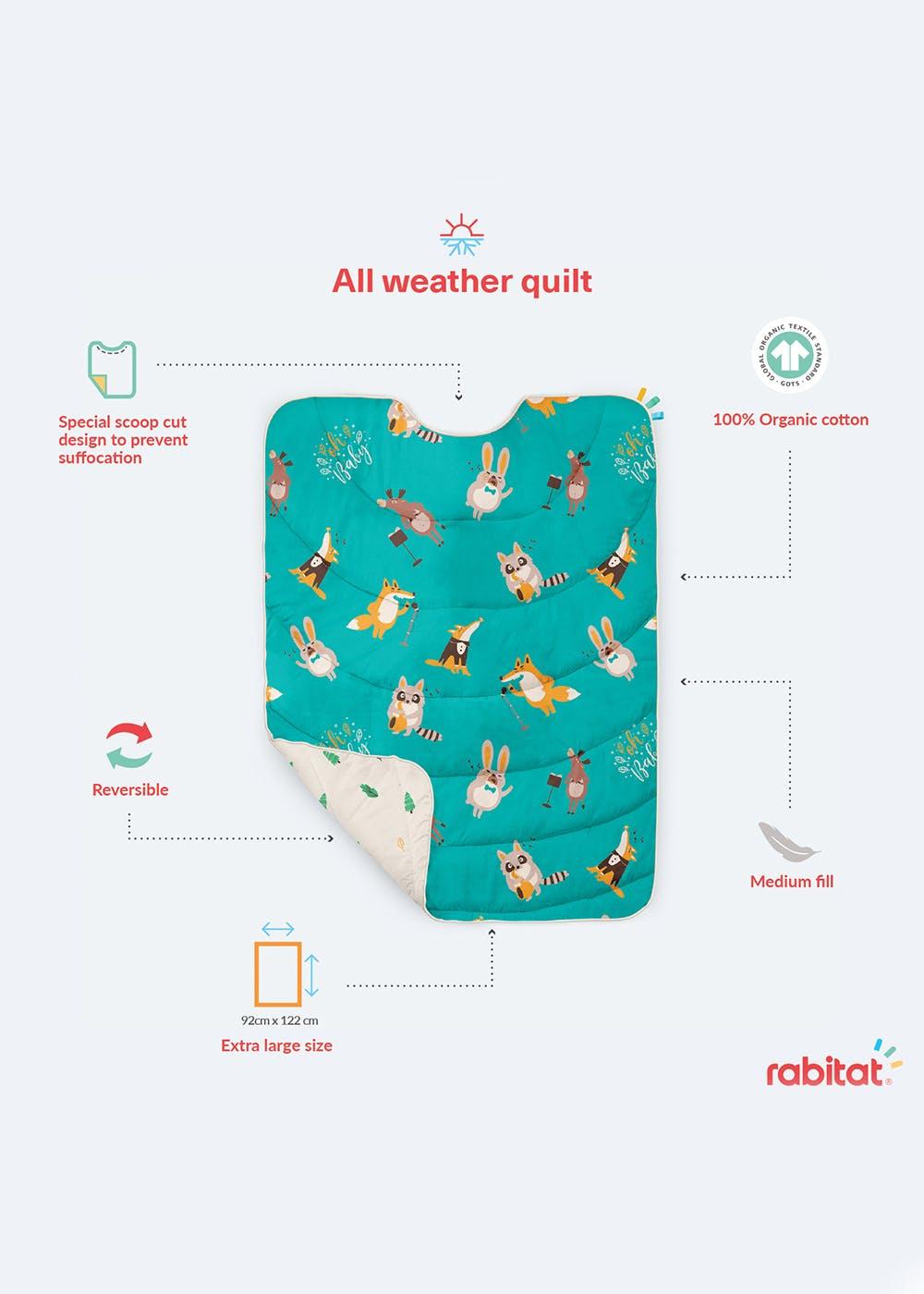 Rabitat Organic Cotton All Weather Quilt - Oh Baby