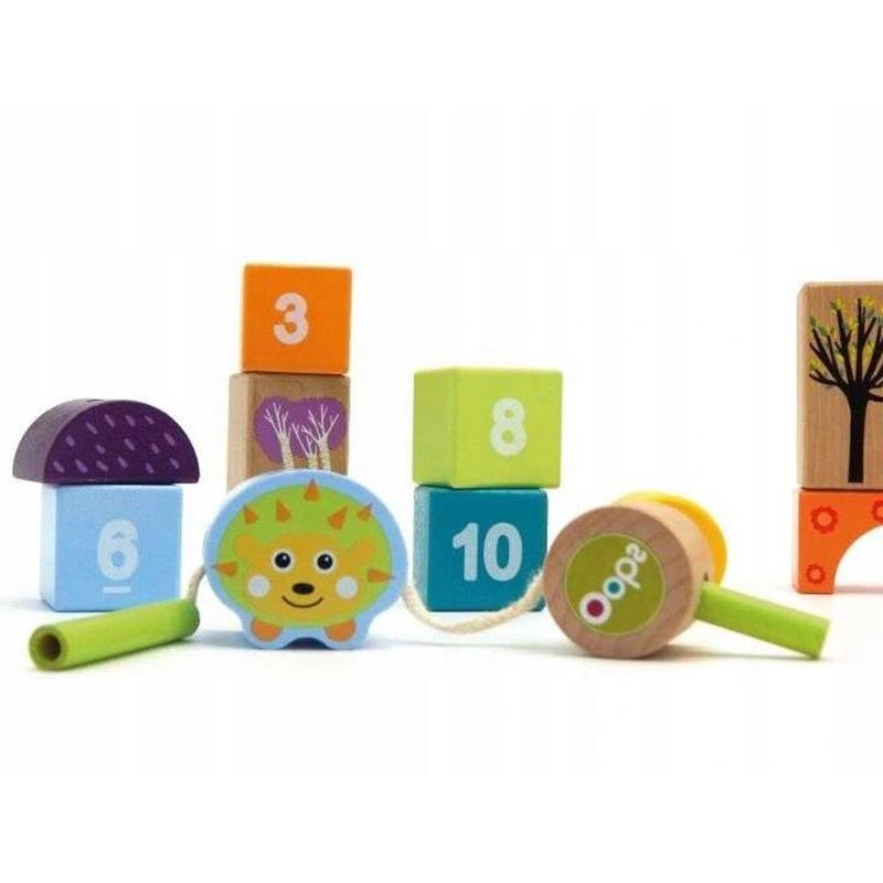 Oops Thread And Play With Wooden Numbers Blocks Toy - 24 Pcs