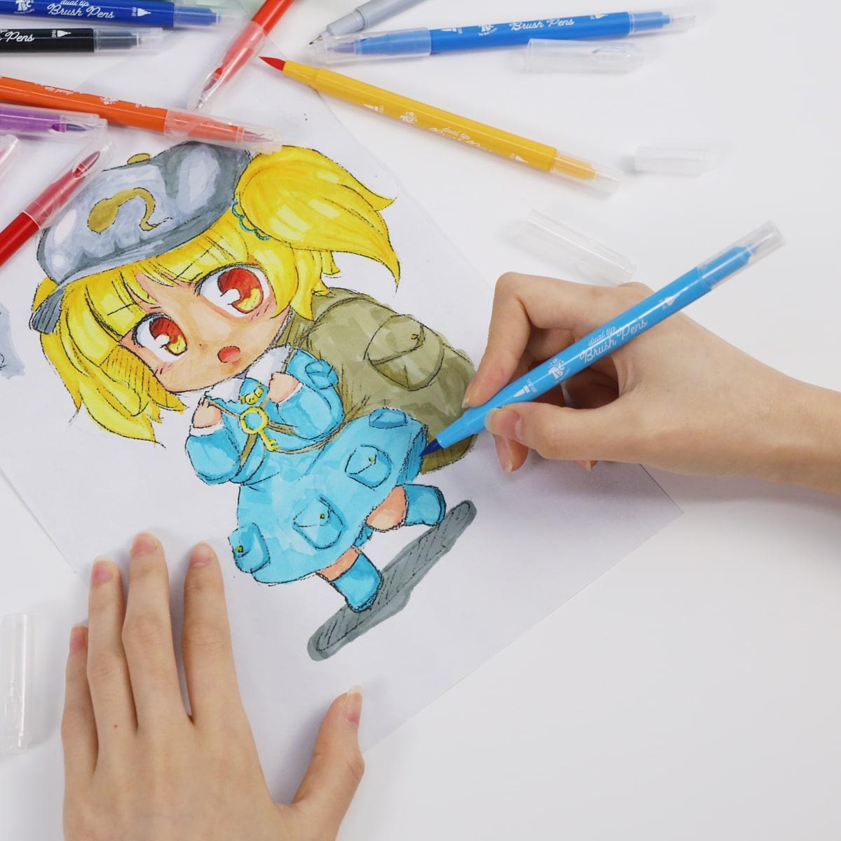 ألوان بفرشاة رأس مزدوجة - 24 لون