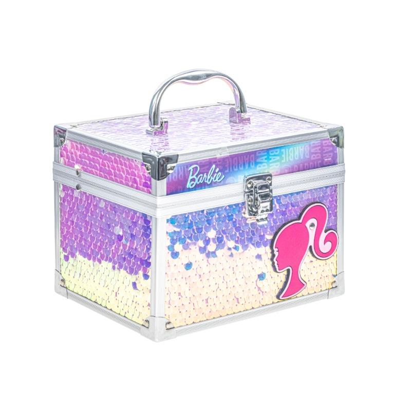 حقيبة مكياج باربي اللامعة للأطفال مع مستلزمات الشفاه والأظافر