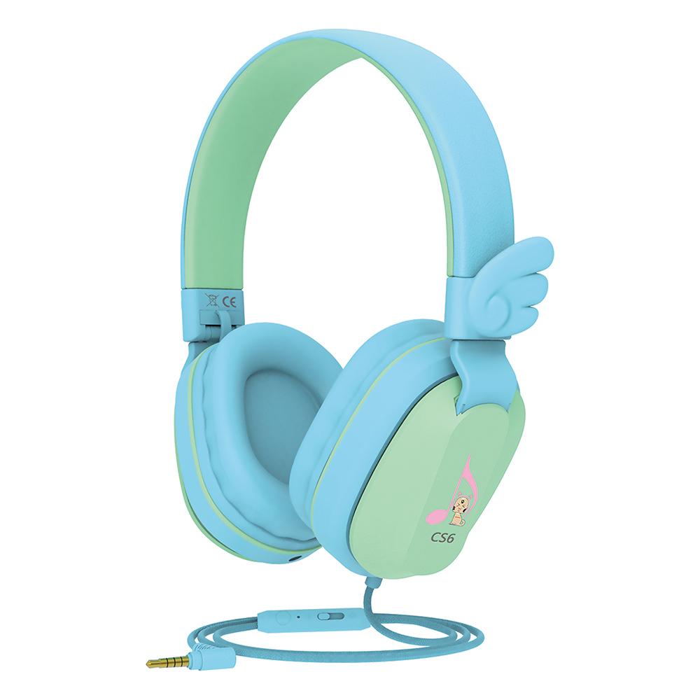 Riwbox Foldable Wired Headphones Blue Green
