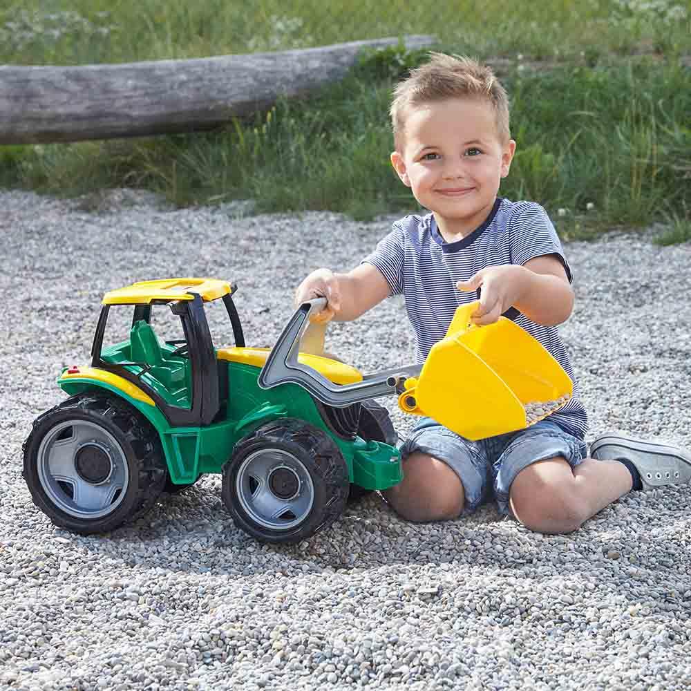 Lena Giga Trucks Tractor With Front Shovel Open Box - Green/Yellow