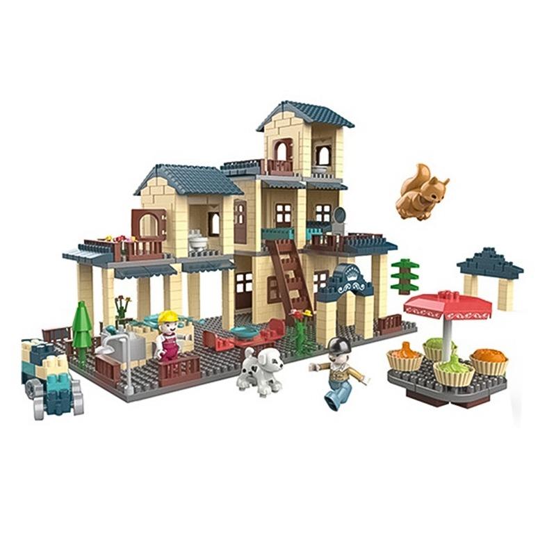 مجموعة كتل بناء فيلا الدمى - 442 قطعة