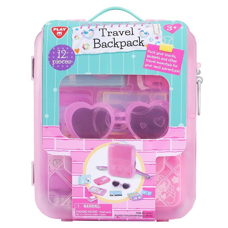 بلاي جو - حقيبة ظهر السفر 12 قطعة باللون الوردي