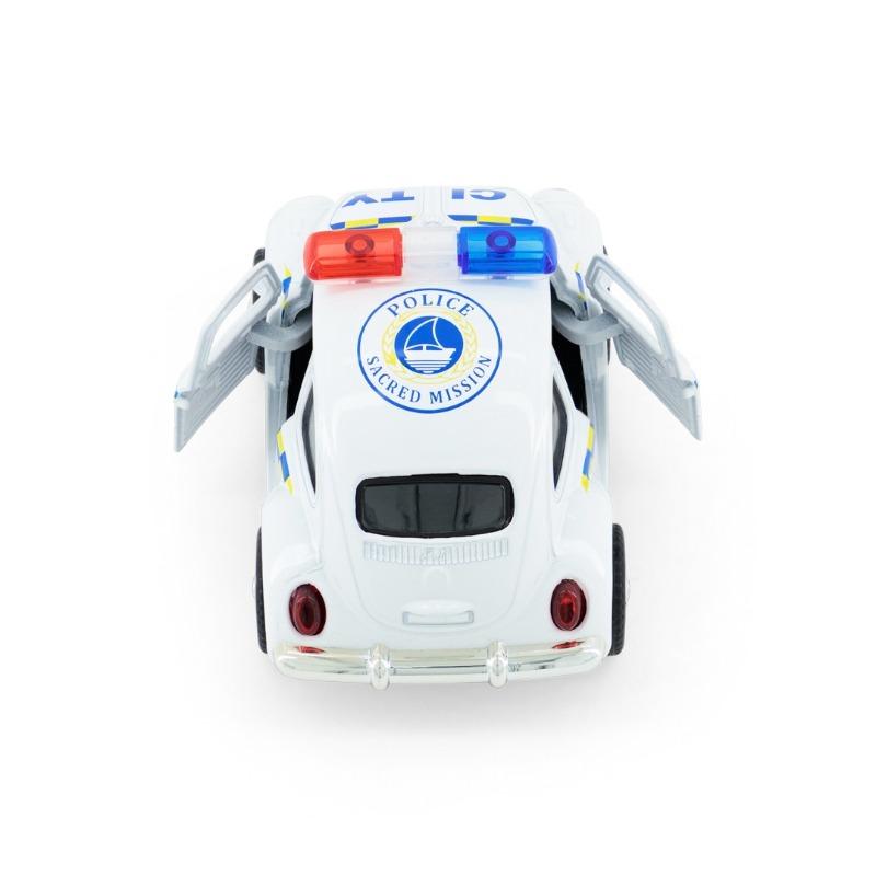 نموذج سيارة الشرطة الكلاسيكية المصنوعة من سبائك معدنية - لون أبيض
