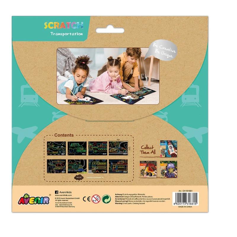 Avenir Scratch Art Kit 8 Pack - Transportation