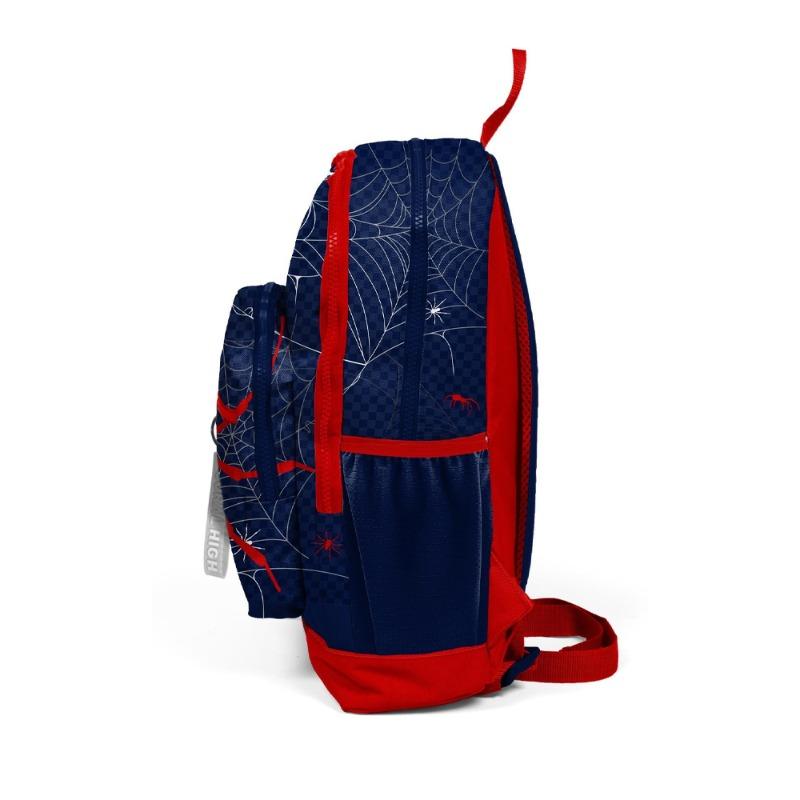 Coral High Kids School Backpack Spider Patterned Navy Blue Red
