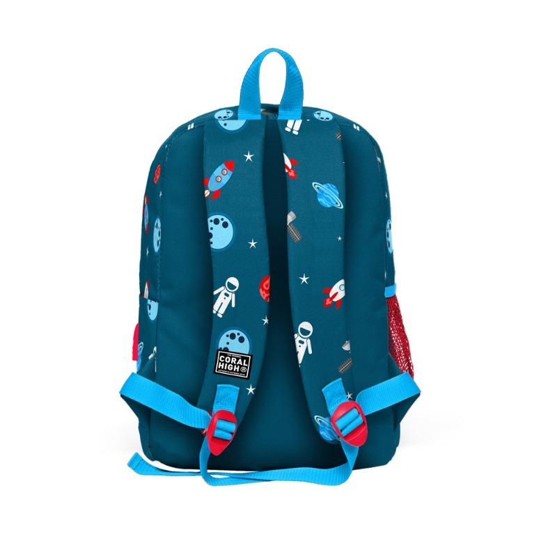 Coral High Kids Indigo Red Space Patterned USB School Backpack
