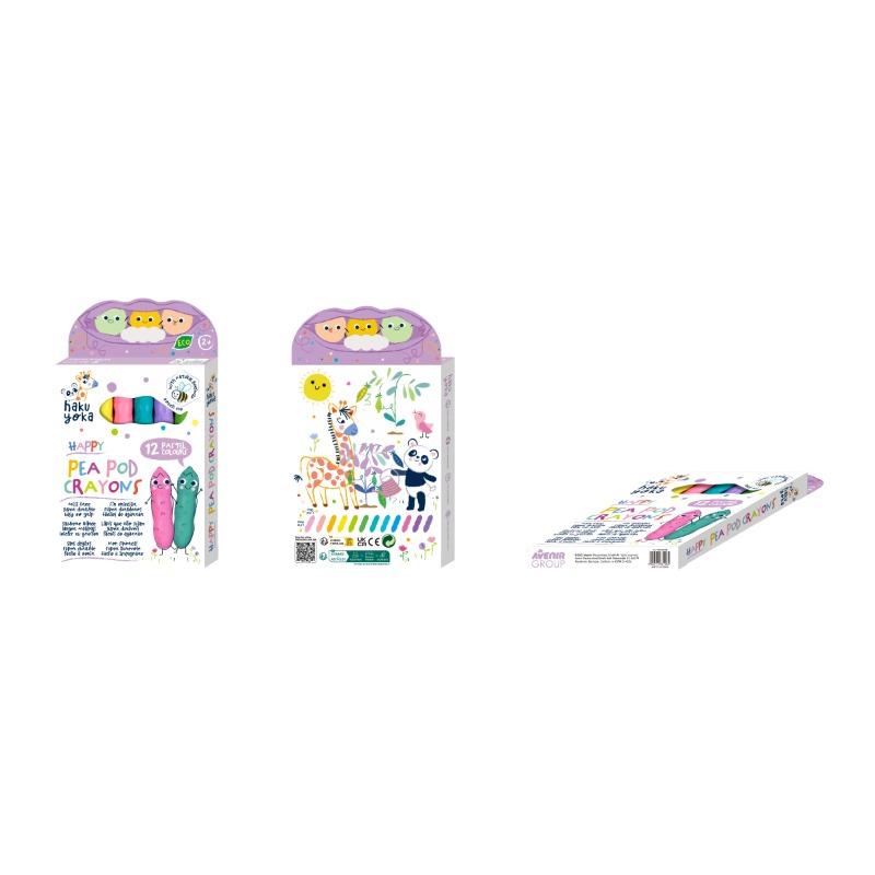 Happy Pea Pod Crayons -12 Pastel Colours