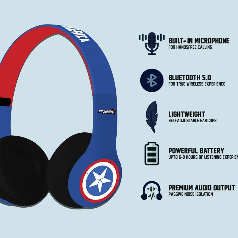 ديزني - سماعات بلوتوث لاسلكية برسومات كابتن امريكا