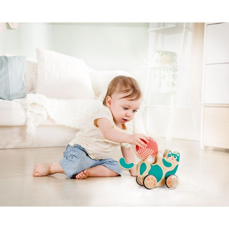 Hape Roll and Rattle Kitten Pull Along Toy