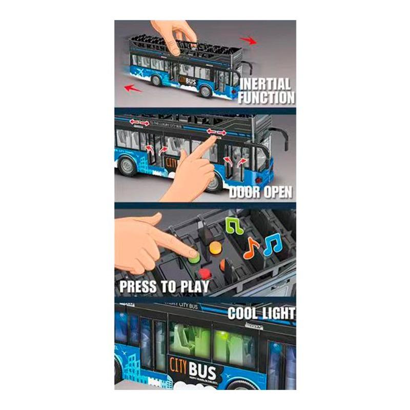 Js Toys Double Decker City Bus - Blue