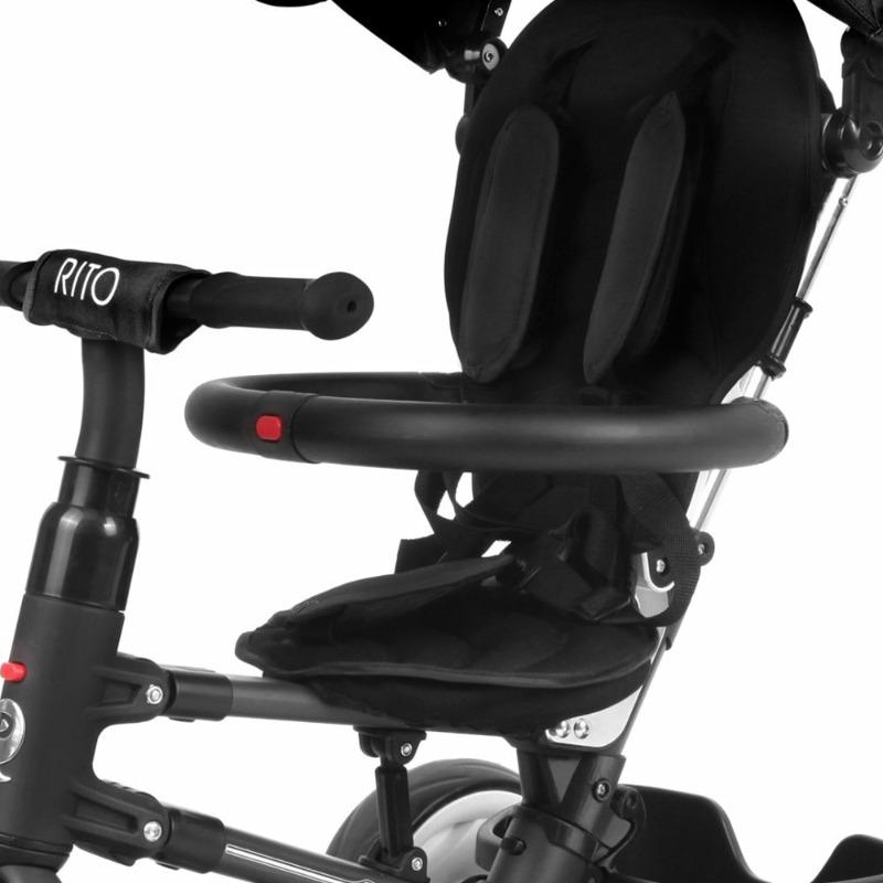 كيو بلاي - عربة اطفال ريتو بلس ثلاثية العجلات - لون أسود