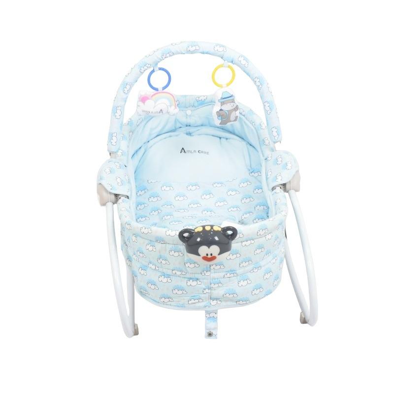 Amla Care - Printed Baby Bed With Toy Bar - Blue