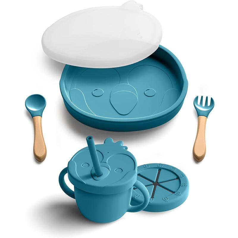Bimbly Silicone Feeding Set 8 in 1 Dark Blue