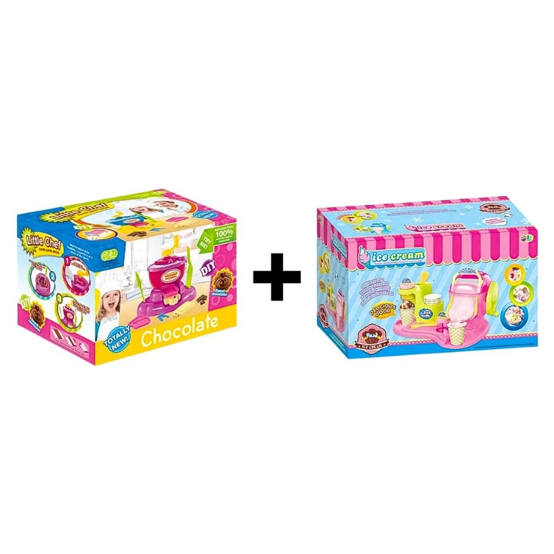 Buy 1 Get 1 Free Diy Chocolate Machine - Blue + Diy Ice Cream Machine - Pink