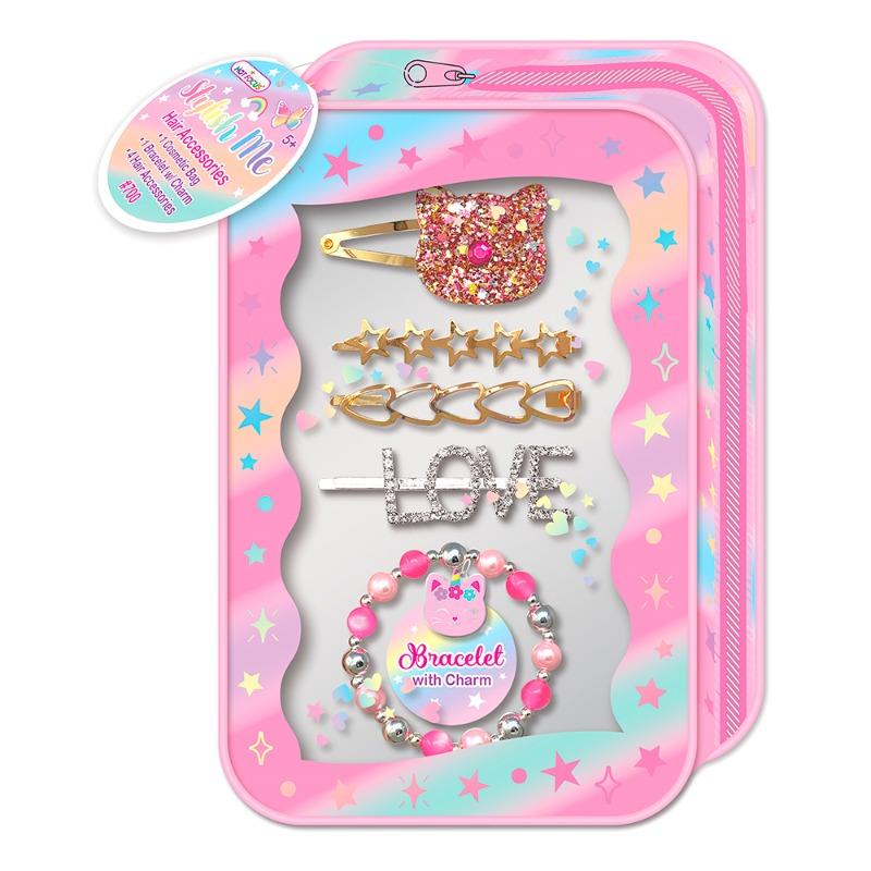 هوت فوكس - مجموعة إكسسوارات الشعر بتصميم القطة لون وردي