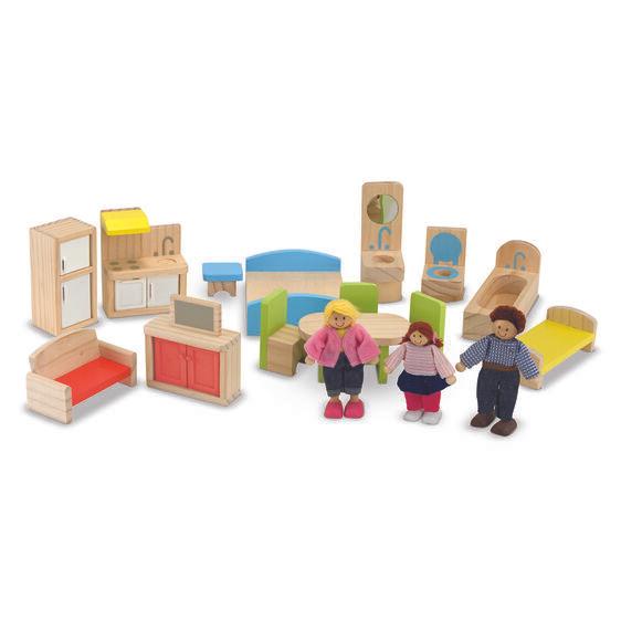 Melissa and Doug Hi-Rise Wooden Dollhouse and Furniture Set