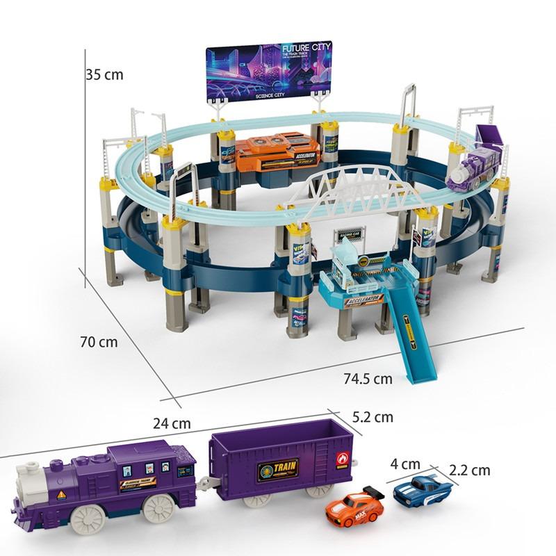 Tuosiqi Double Layer Track 2 Cars And 1 Train