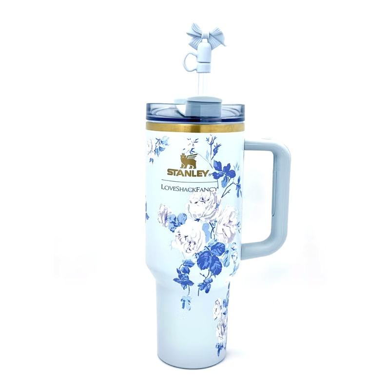 The Stanley X LoveShackFancy Holiday Quencher | 40 OZ Blue Rose