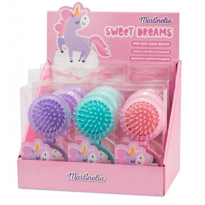 مارتينيليا - فرشاة شعر مع مرآة ولعبة على شكل جيب ألوان متعددة