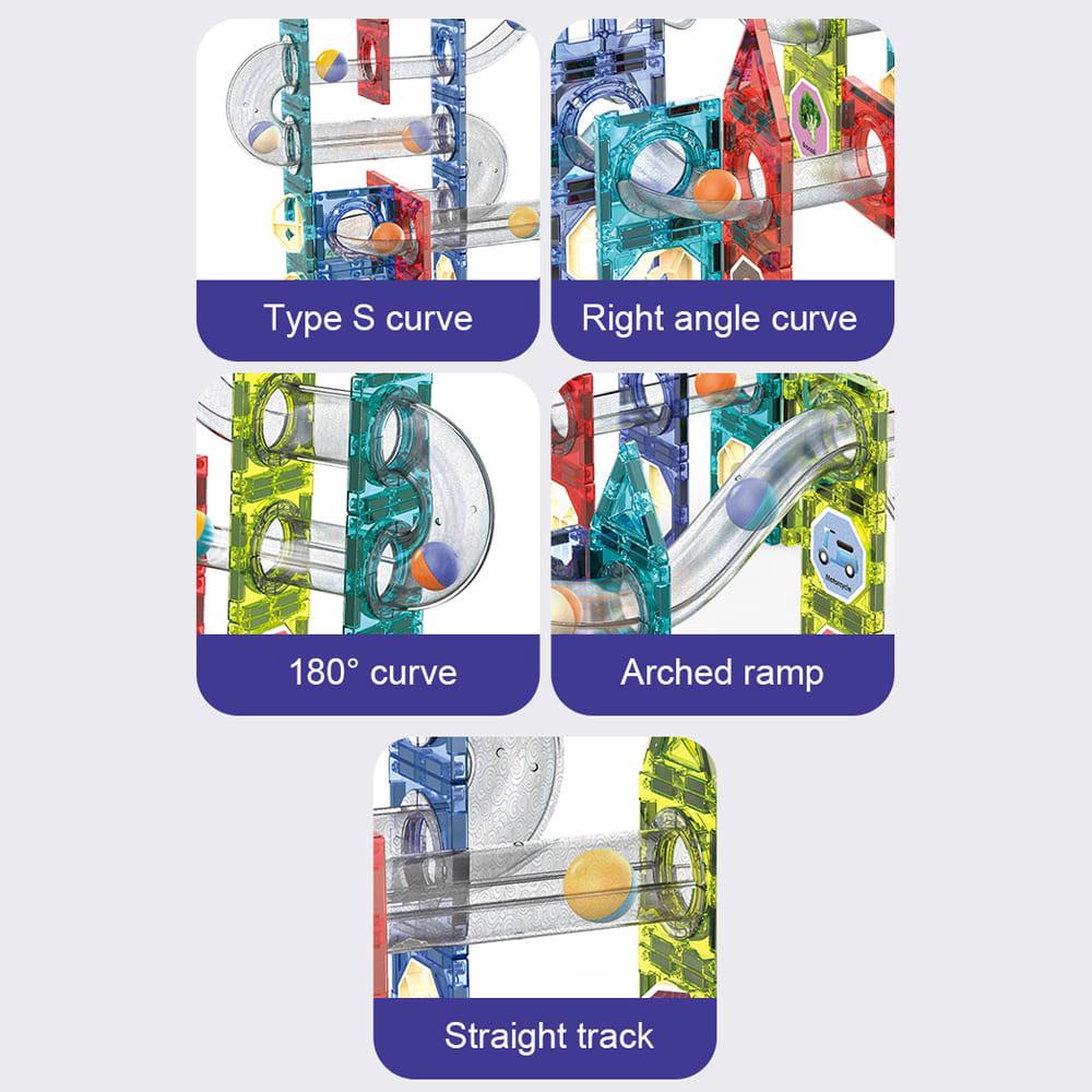 مجموعة بناء مسارات الكرة المغاطيسية الموسيقية 80 قطعة