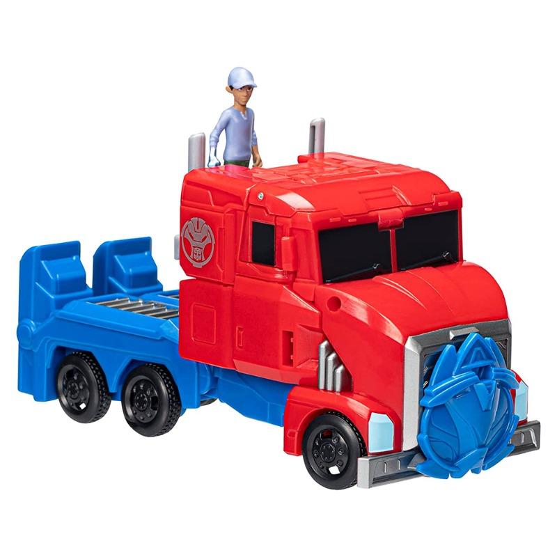 Transformers Toys Earth Spark Spin Transformer Optimus Prime 8 in Figure with 2 in Ruby Malto Figure
