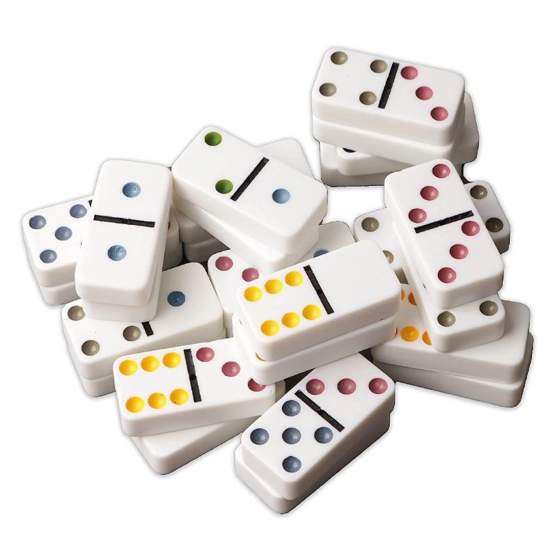 Double Six Set of 28 Color Dot Dominoes Game
