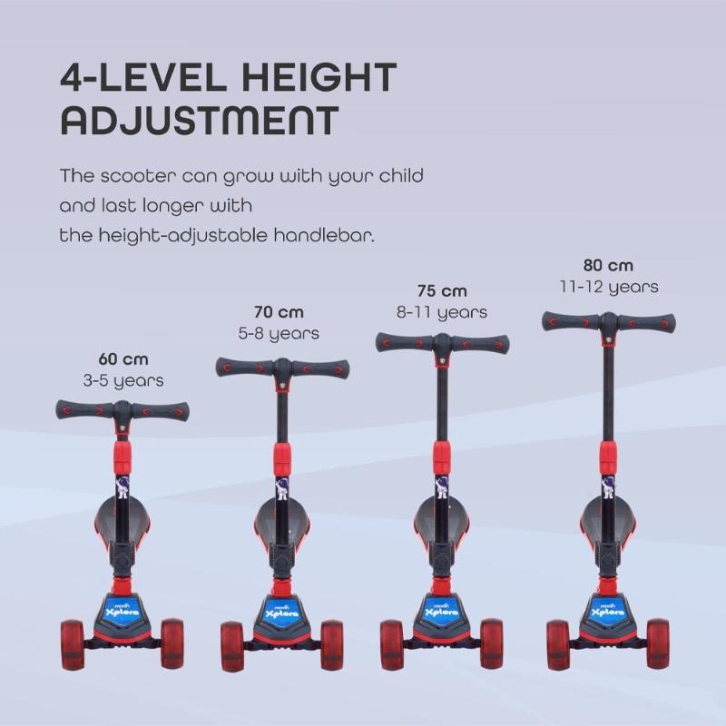 Moon Xplora Foldable Scooter With Seat - Red