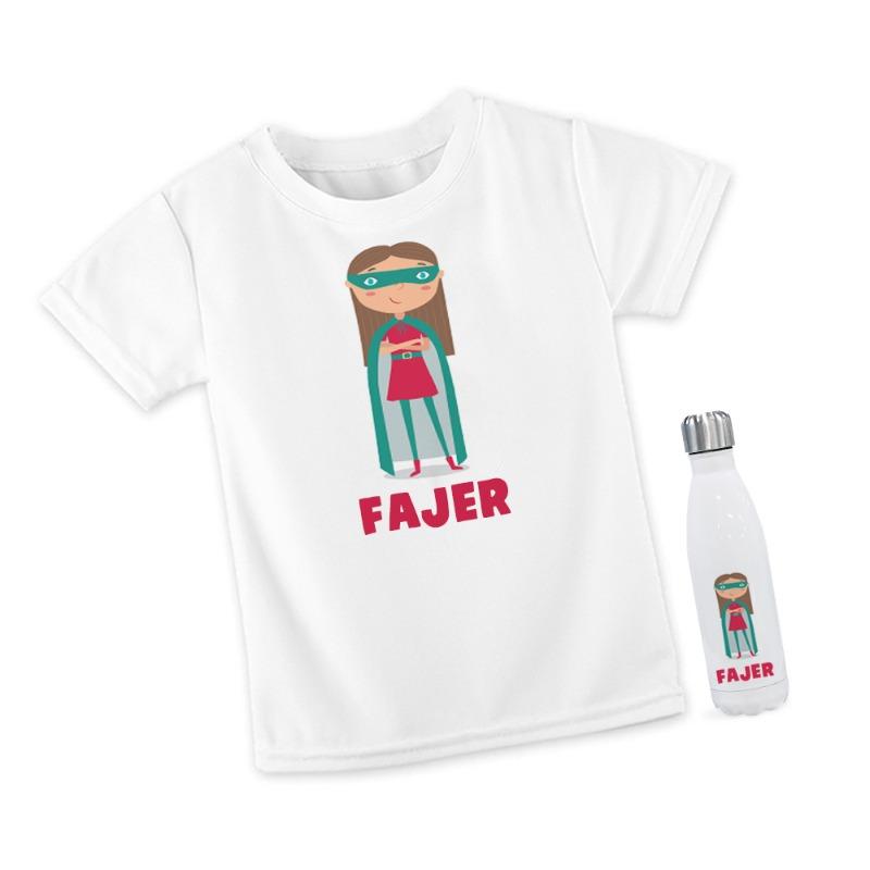 فتاة خارقة - تي شيرت وزجاجة فولاذية