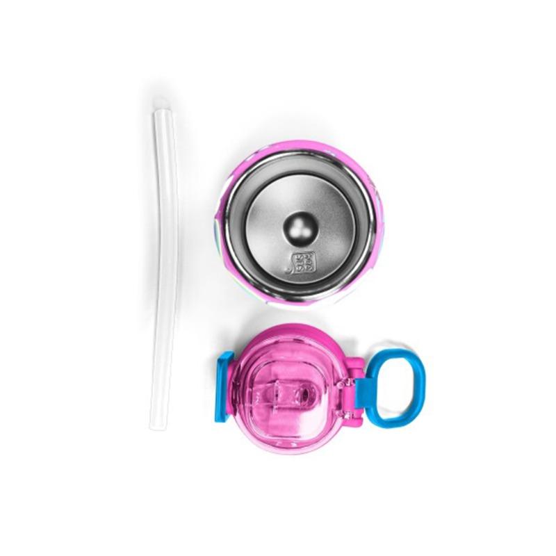 كورال هاي للأطفال – ترمس ستانلس ستيل 500 مل بشفاط - نقشة يونيكورن - أزرق ونيون وردي